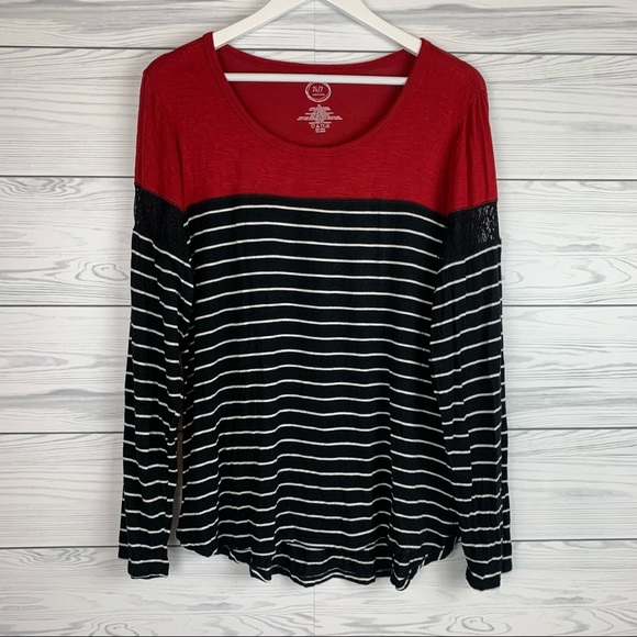 Maurices Tops - Maurices 24/7 Striped T Shirt Top Long Sleeves XL